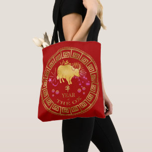 Bolsa Tote Zodiac Ox Red/Dourado ID542 chinês