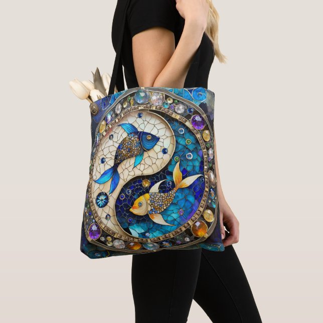 Bolsa Tote Zodiac - Peixes Fish Yin e Yang (Close Up)