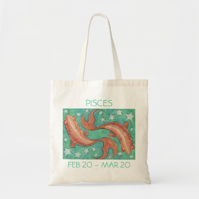 Bolsa Tote Zodiac Peixes o texto do saco (Frente)