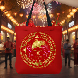 Bolsa Tote Zodiac Rat Red/Dourado ID542 chinês