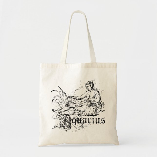 Bolsa Tote Zodíaco Aquário Vintage (Frente)