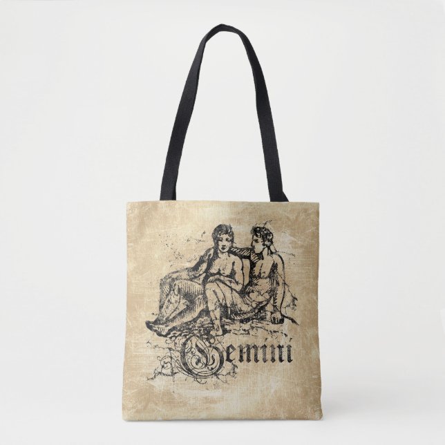 Bolsa Tote Zodíaco Gêmeos Vintage (Frente)