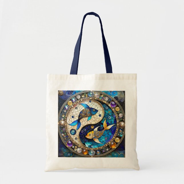 Bolsa Tote Zodíaco - Peixes Yin e Yang (Frente)