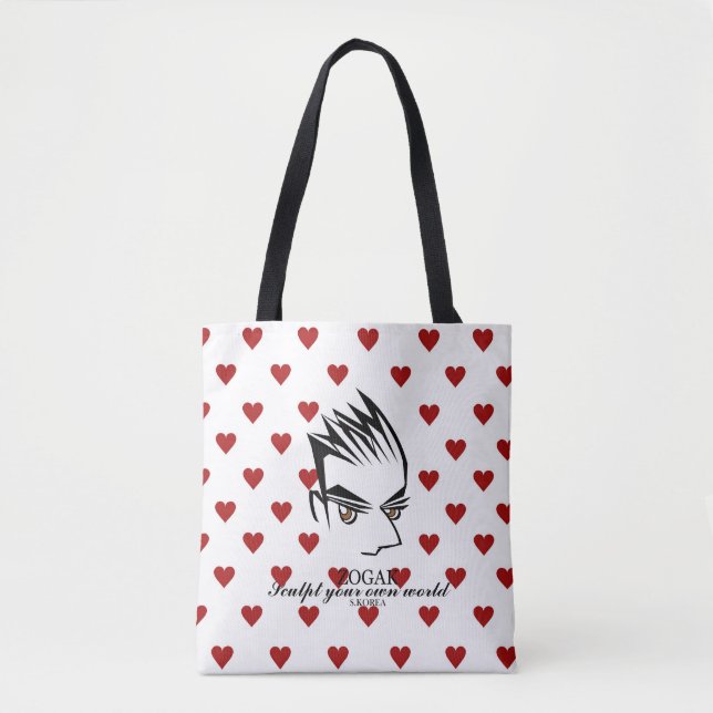 Bolsa Tote Zogak Hearts impressão (Frente)