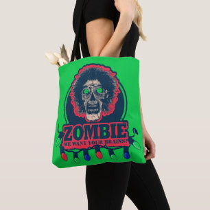 Bolsa Tote Zombie - Queremos Seus Cérebros - Verde e Vermelho