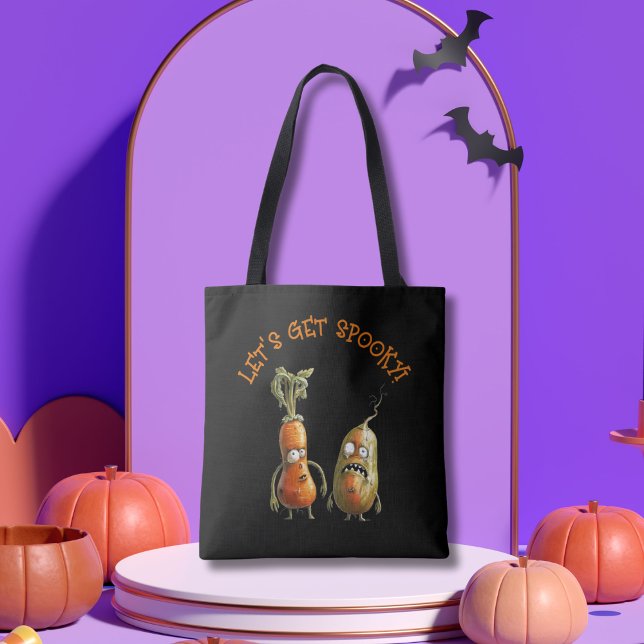 Bolsa Tote Zombie vegetais negros Halloween (Criador carregado)
