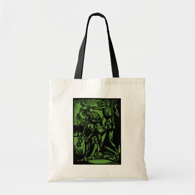 Bolsa Tote Zombies Dentro Halloween Jack-o'-Lanterna Verde (Frente)