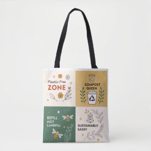 Bolsa Tote Zona livre de plástico - Design ecológico