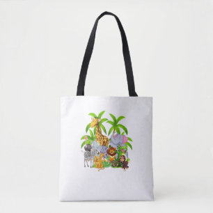 Bolsa Tote Zoo Animais Safari Festa de aniversário A Dia A