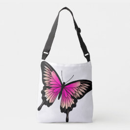 Bolsa transversal com desenho de borboleta magenta