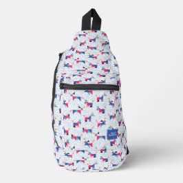 Bolsa transversal com padrão geométrico de cachorr