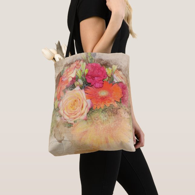 Bolsa transversal tote de flores vida-morta (Close Up)