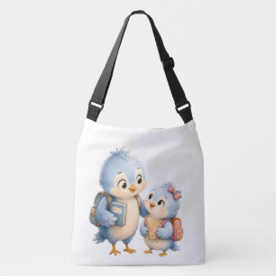 Bolsa transversal tote irmãos passarinho azul