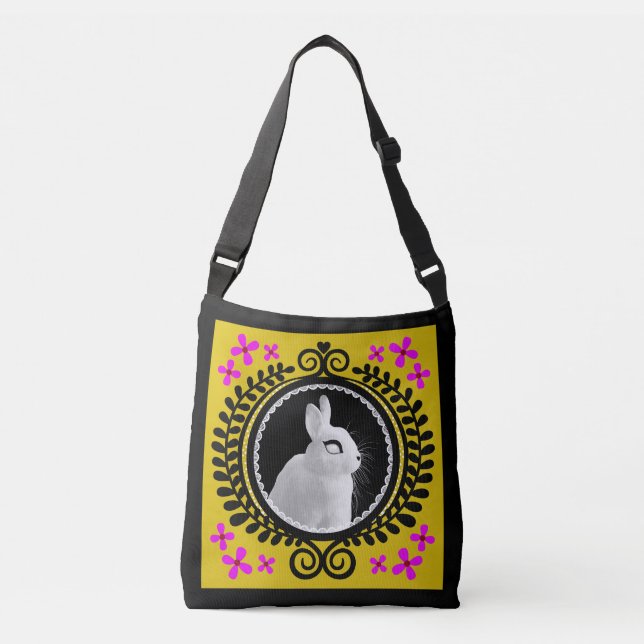 Bolsa transversal / Tote Ombro de Coelho Branco Es (Frente)