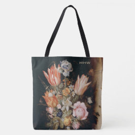 Bolsas de arte de flores monograma personalizado