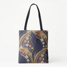 Bolsas de mão com padrão floral de gato Art Deco