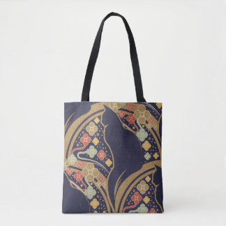 Bolsas de mão com padrão floral de gato Art Deco