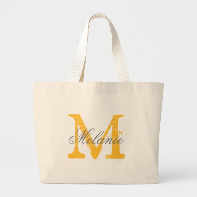 Bolsas de mão personalizadas com monograma cinza e (Frente)