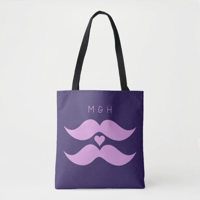 Bolsas de monograma personalizadas de bigodes cor- (Frente)