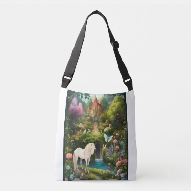 Bolsas Inchadas do Arco-Íris Unicorn Crossbody (Frente)