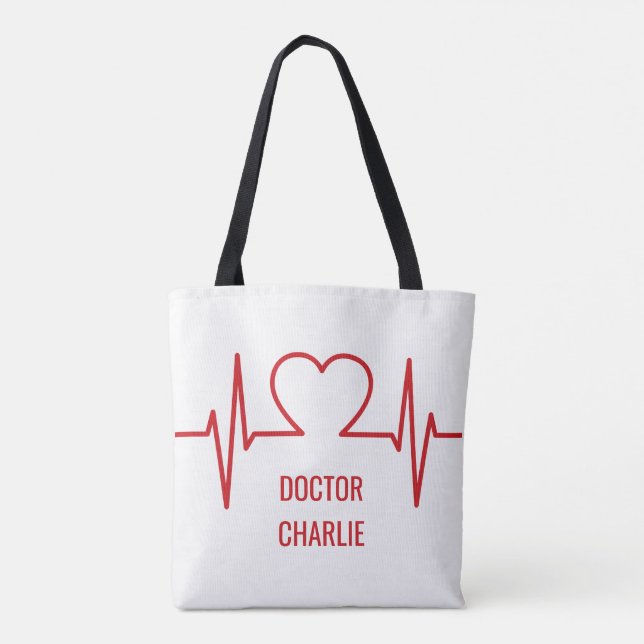 Bolsas personalizadas de nome e ocupação do Heart  (Verso)