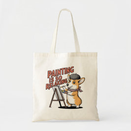 Bolsas Tote de Artista Corgi, Pintar é Tão Relaxan