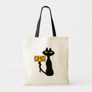 Bolsas Tote engraçadas "OMG" do Bad Boogie -O Gato
