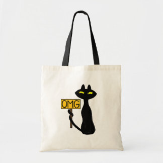 Bolsas Tote engraçadas "OMG" do Bad Boogie -O Gato