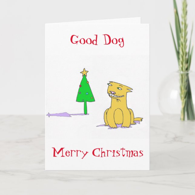 Bom Cão Feliz Cartão de Natal (Frente)