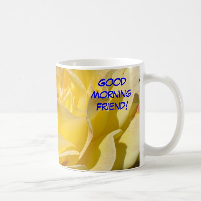 Bom Dia Amigo! Xícara de Café Flor de Rosa Amarela (Direita)