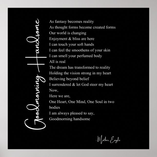 Bom dia belo amor poema wall art poster (Frente)
