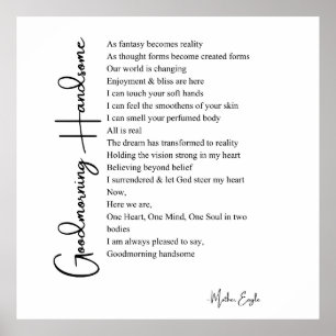 Bom dia belo amor poema wall art poster