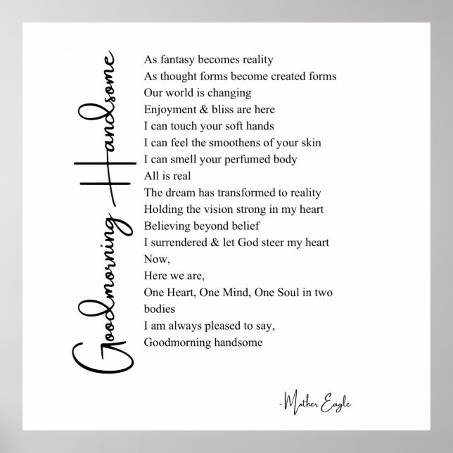 Bom dia belo amor poema wall art poster (Frente)