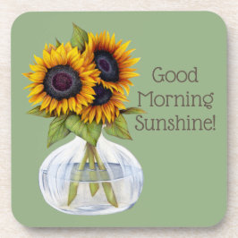 Bom Dia Girassóis do Sol em Porta-copos Verde