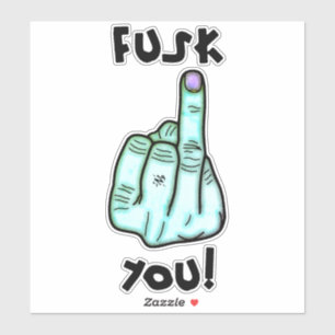 Bomba falso e adesivo falso de piada do dedo médio