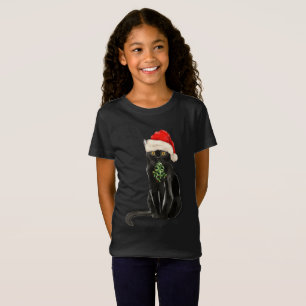 Bomba Gato Negra Criou Camisa de Natal Santa Hat