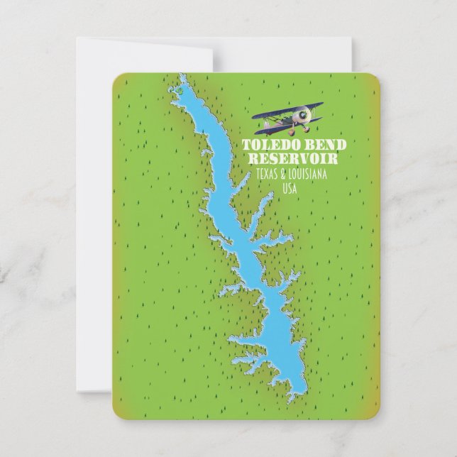 Bomba Toledo Bend Mapa do Texas e Louisiana (Frente)
