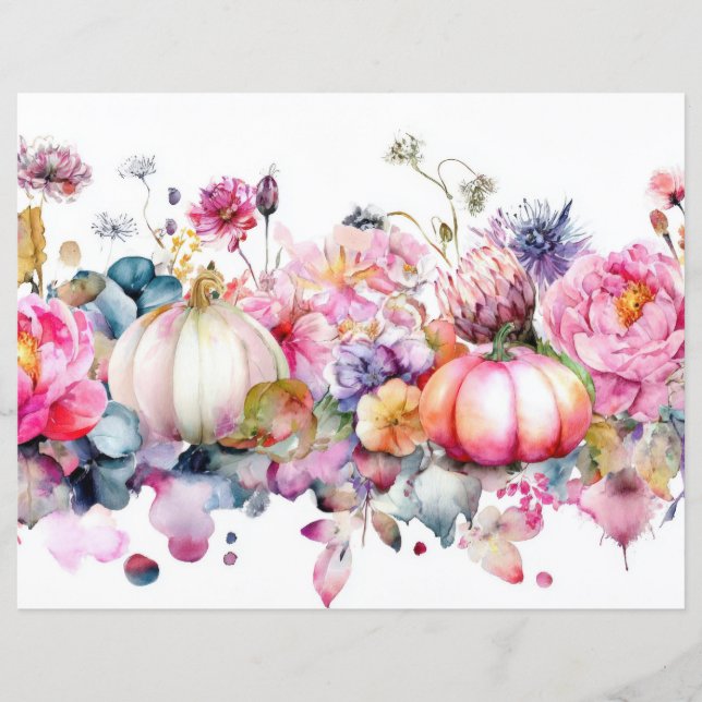 Bombas de outono e flores caem em papel de capa (Frente)