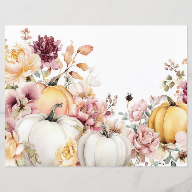 Bombas de outono e flores caem em papel de capa (Frente)