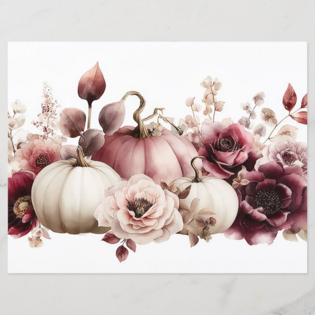 Bombas de outono e flores caem em papel de capa (Frente)