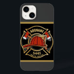 Bombeiro ADD NAME Crachá de Bombeiros<br><div class="desc">Bombeiro NOME Bombeiro Bombeiro - Emblem com capacete vermelho e Ax. Personalize com seu nome,  número de estação/departamento e local.</div>