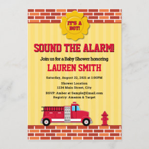 Bombeiro Chá de fraldas Convite para Bombeiros