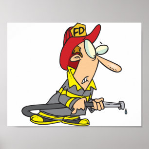 Bombeiro com o poster seco de Firehose