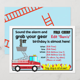 Bombeiro primeiro aniversario convites de festas