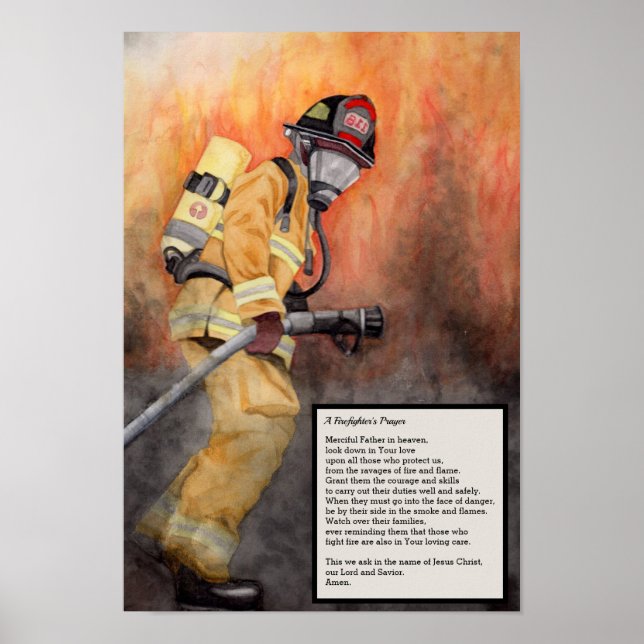 Bombeiros Pedem Poster de Arte Bombeiro (Frente)