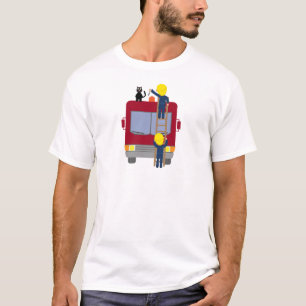 Bombeiros que salvam o t-shirt do gato