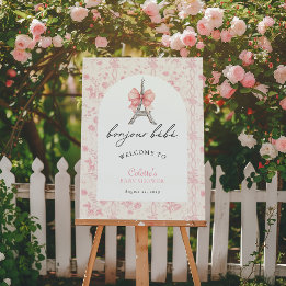 Bon Jour Be Paris Toile Chá de fraldas Rosa