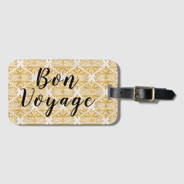 Bon Voyage - Etiqueta de Bagagem Elegante (Frente Horizontal)