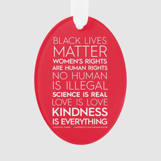 #BondadeÉTudo Ornamento Acrílico, Oval (Vermelho) (Frente)