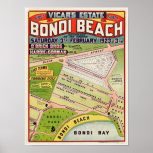 Bondi Beach, Poster do leilão Estate Vintage do Vi
